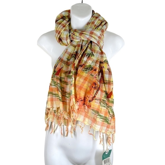 Scotch & Soda Rise and Shine Printed Scarf with Fringe - Picture 1 of 8